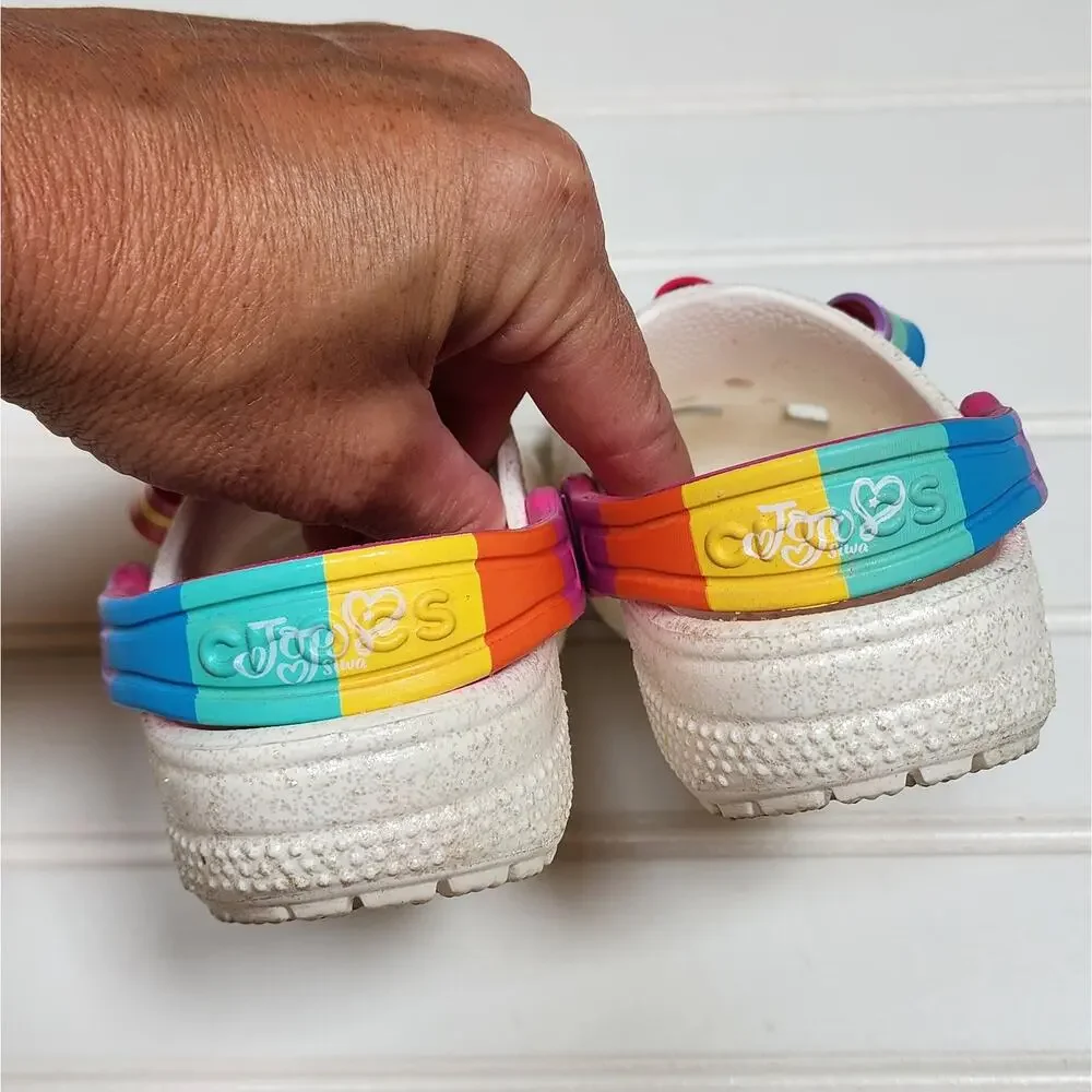 Crocs Kids Fun Lab Jojo Siwa Clogs Sandals Size 8 Toddler Glitter White